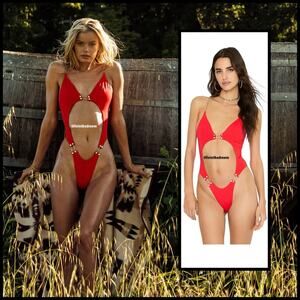 BEACH BUNNY NOELANI RED ONE PIECE  SZ L $225